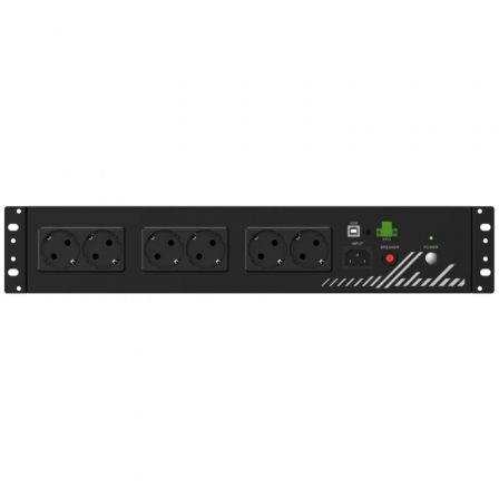 Phasak SAI PH 9202 Línea Interactiva Compacta 800VA 480W Rack 2U con 8 Salidas Schuko, Protección APFC y USB HID